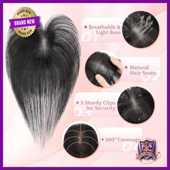 Human Hair Topper with Bangs 11 Inch Lightweight Lace Base 360 Coverage main image 6